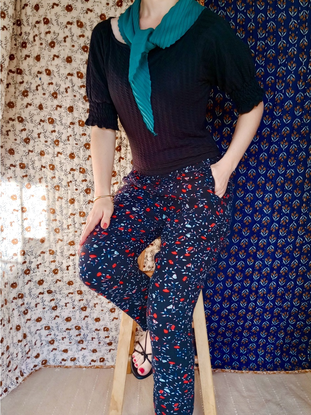 Ella Moss ❉ Posy Floral Pull On Crop Track Pants Size XS